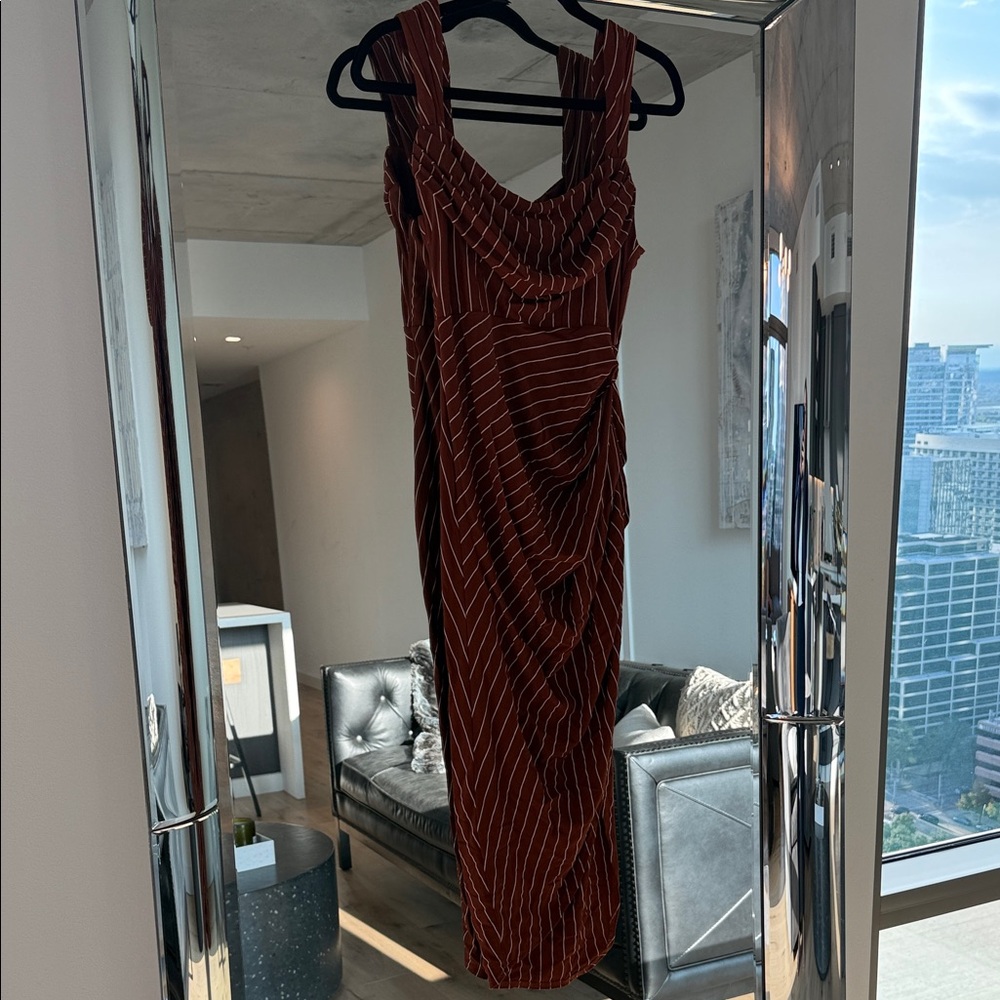 ASOS Rust Striped Midi corset dress size 2